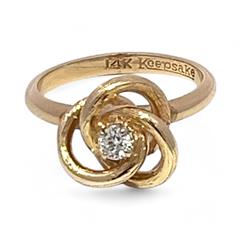Keepsake 14k Yellow Gold Brilliant Cut Diamond VS2 G-H Ring Size 3.5